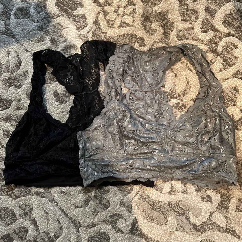 Two lace bralettes